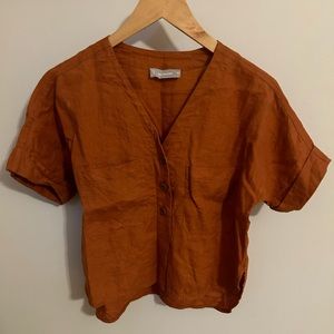 Everlane sienna linen button front blouse